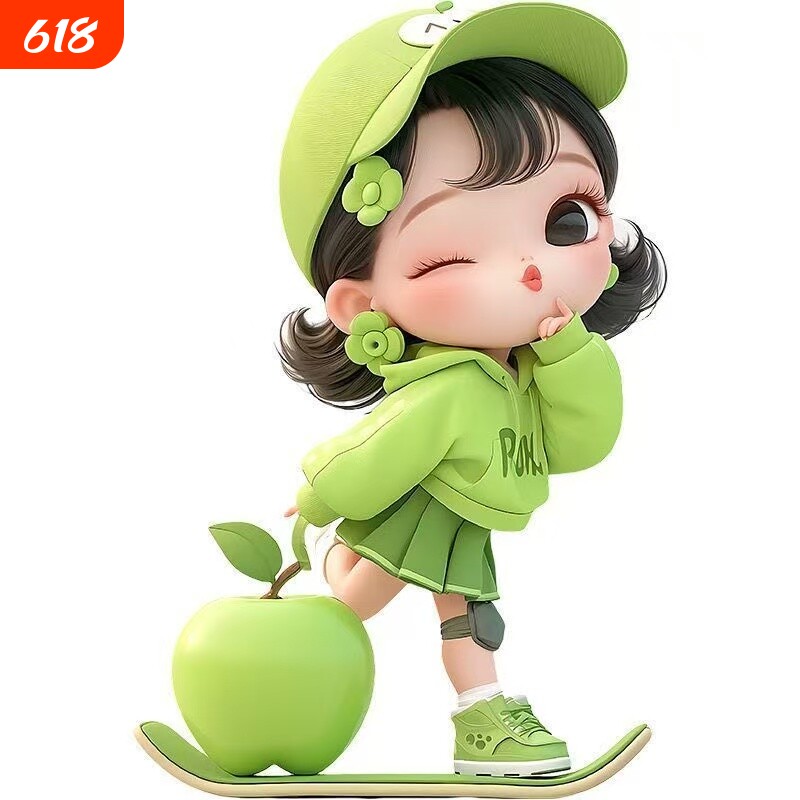 可爱滑板小女孩异形贴纸动漫少女装饰贴电动汽车室内划痕防水墙贴