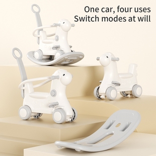 Feelbaby儿童蹦床摇马宝宝摇摇马婴儿周岁礼物玩具小木马溜溜车