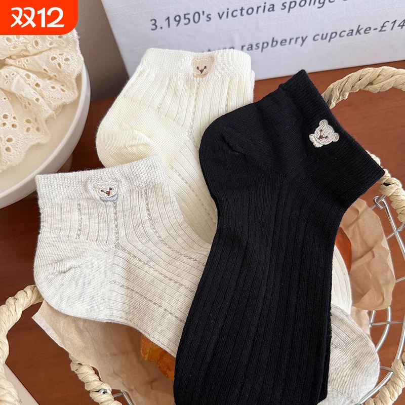 ins潮卡通短袜女透气夏季薄款