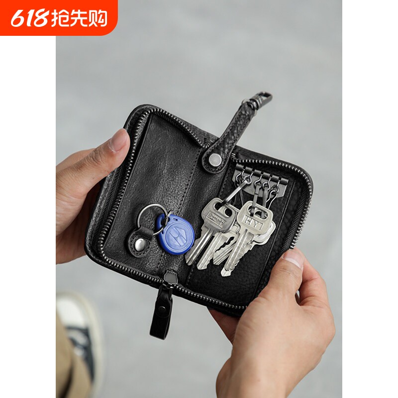 真皮男士小钥匙包头层牛皮大容量多功能卡包便携汽车锁匙包