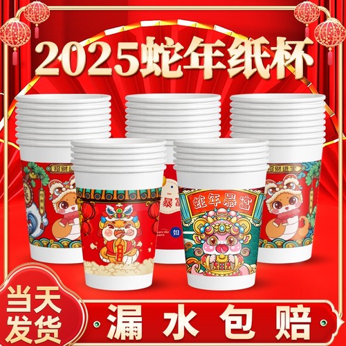 2024龙年一次性纸杯子100