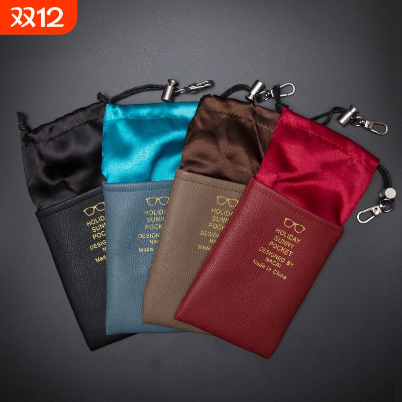 眼镜袋皮质带挂钩抗压便携布袋收纳袋简约眼镜袋子复古韩国送镜布