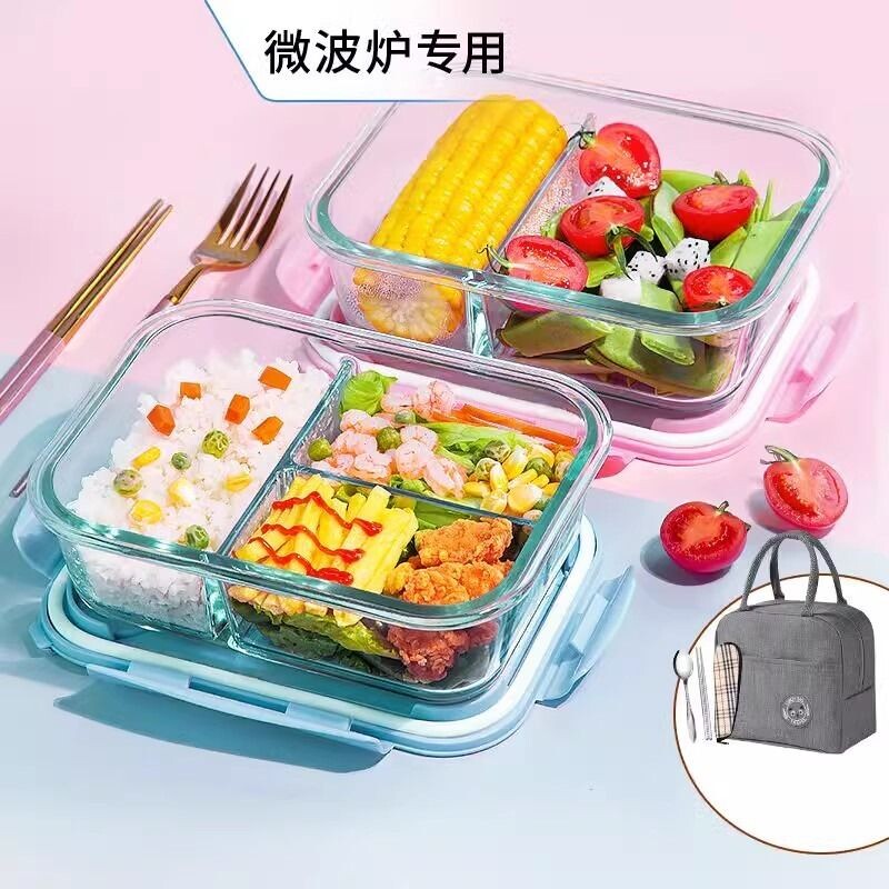 玻璃微波炉饭盒上班族加热带盖保鲜盒专用便当盒汤碗食品级可微波