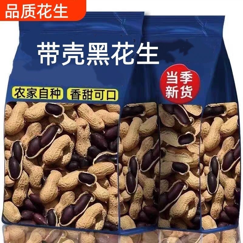 云南黑花生富硒带壳小粒原味甜黑皮种籽普洱特产2025新货黑皮花生