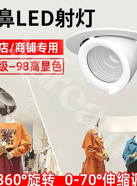 嵌入式象鼻灯4500k服装店专用COB射灯可调角度商用聚光灯店铺开孔