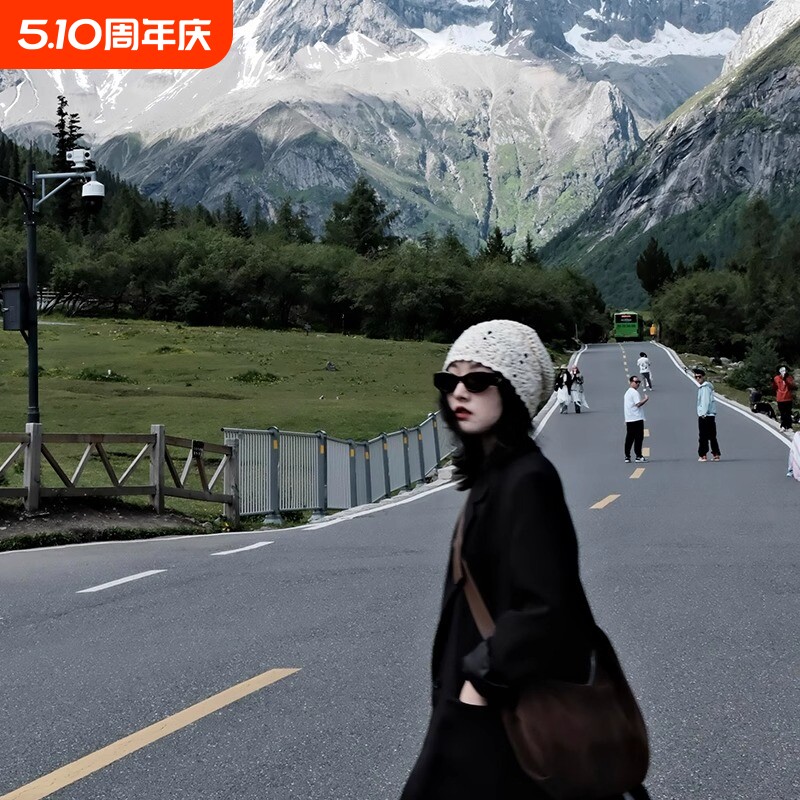 新款日系手工编织包头帽子女镂空薄款毛线帽复古针织帽堆堆帽秋季