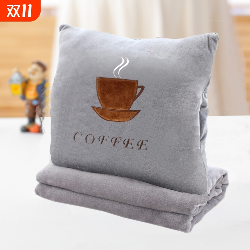 礼品logo卡通抱枕毯子午睡枕头空调被子两用多功能靠垫车用盖毯