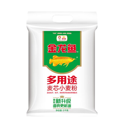 金龙鱼多用途麦芯小麦粉5kg 中筋家用面粉饺子包子面条