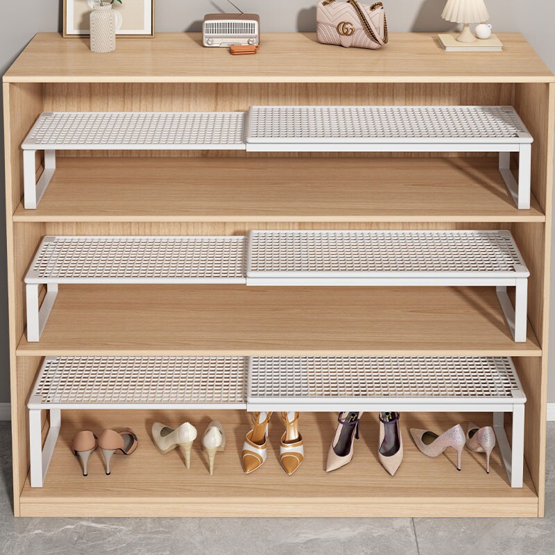 鞋柜分层隔板可伸缩省空间鞋子收纳神器双层架子柜鞋架单层卧室