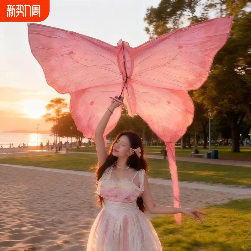 爆款蓝色蝴蝶风筝高颜值爆款拍照儿童成人网红