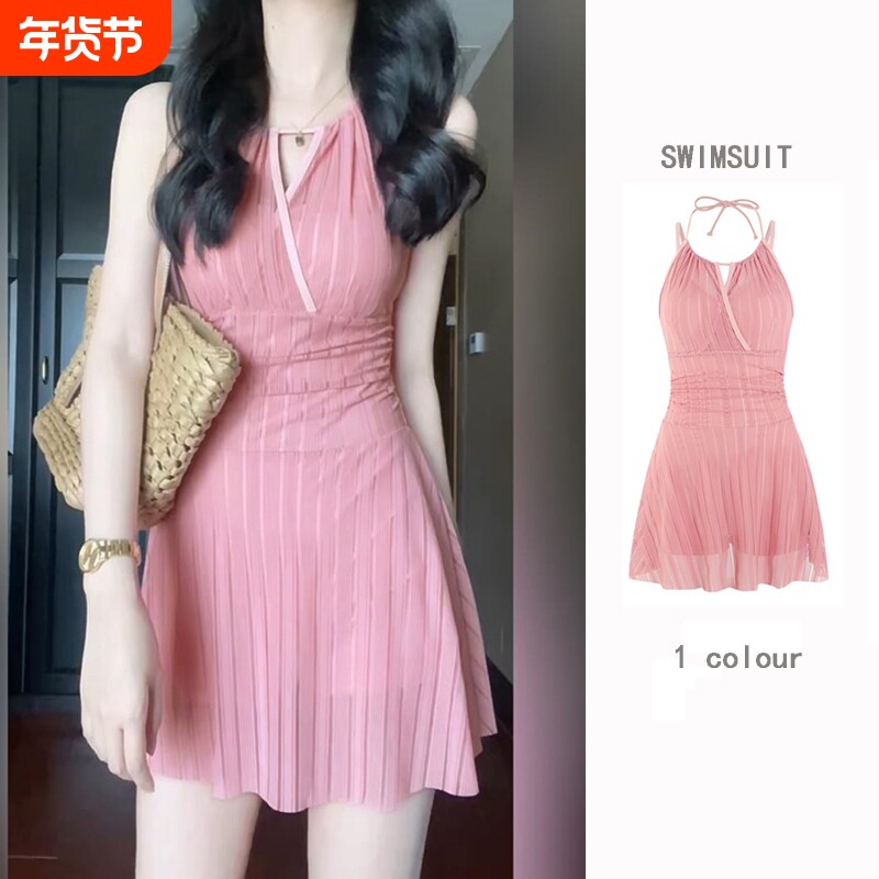 女士泳衣女高级感2025新款裙式连体保守纯欲风网红显瘦遮肚泡温泉