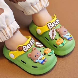 棉鞋 宝宝拖鞋 婴幼儿防滑软底男童凉鞋 秋季 男宝儿童洞洞鞋 2025新款