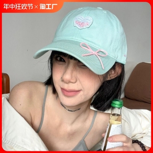 夏季奶油甜妹风棒球帽子女2024新款蝴蝶结卡通情侣百搭遮阳鸭舌帽