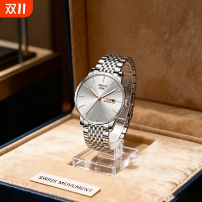 男款手表全自动非机械表钢带商务防水石英腕表高级感男士正品名牌