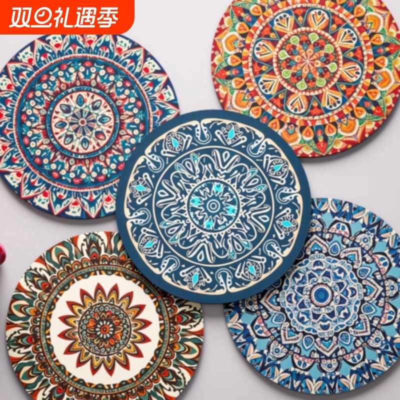 家用餐桌隔热垫北欧风圆垫茶台吸水垫防烫防滑杯垫餐盘垫