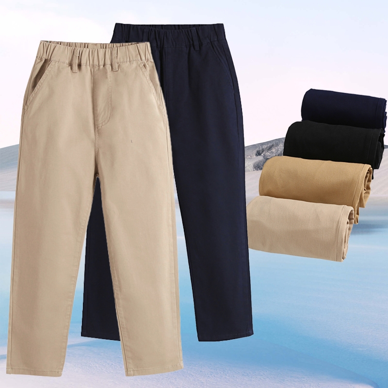 西裤儿童休闲裤校服小学生卡其色初中薄款幼儿园纯色米色春秋校裤