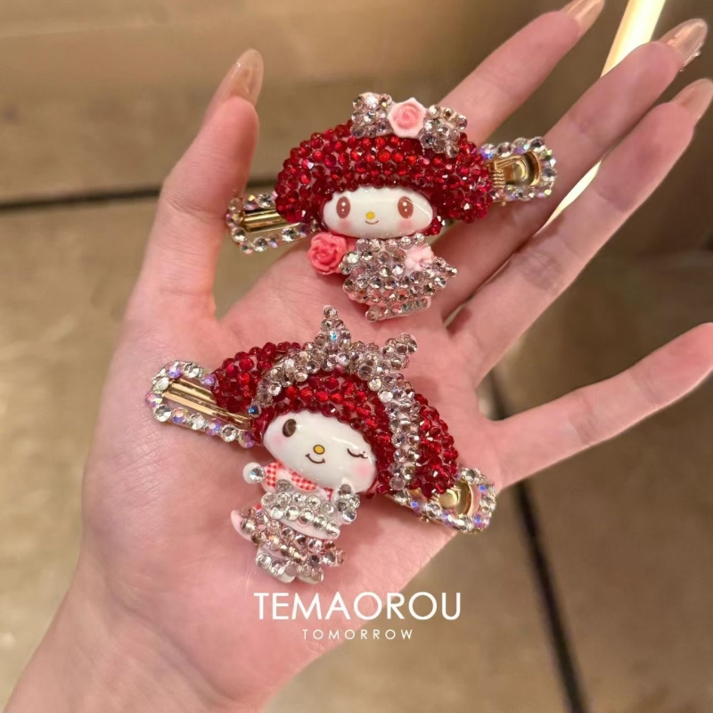 萌物!手工镶嵌满钻卡通动漫侧边一字夹刘海发夹高端时尚发饰头饰