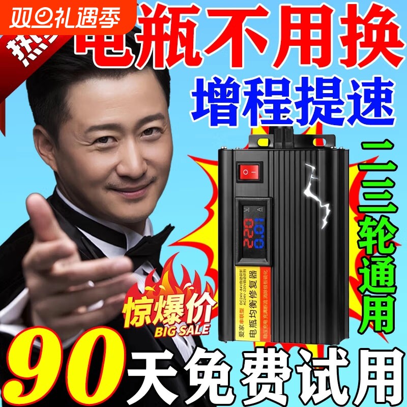 电动车电瓶修复器脉冲激活延长电池寿命续航增程自动断电充电器