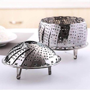 不锈钢蒸架蒸笼盘蒸架蒸屉蒸盘器蒸格水果篮蒸菜架可伸缩折叠蒸架