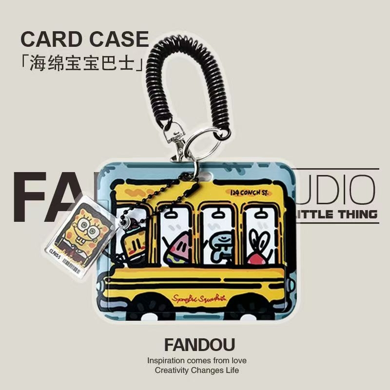 海绵宝宝巴士NFC感应卡套学生滑盖卡套饭卡地铁电瓶车小区卡包学生卡公交卡身份证件门禁卡工作证件套