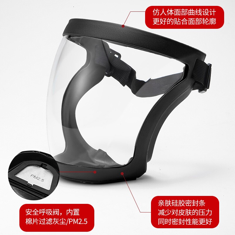 防护面罩马头式pc面具防雾电焊防尘防沙护目镜全脸防风面部粉尘