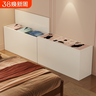 床尾夹缝柜卧室家用小户型多功能床头柜复古储物奶油落地置物
