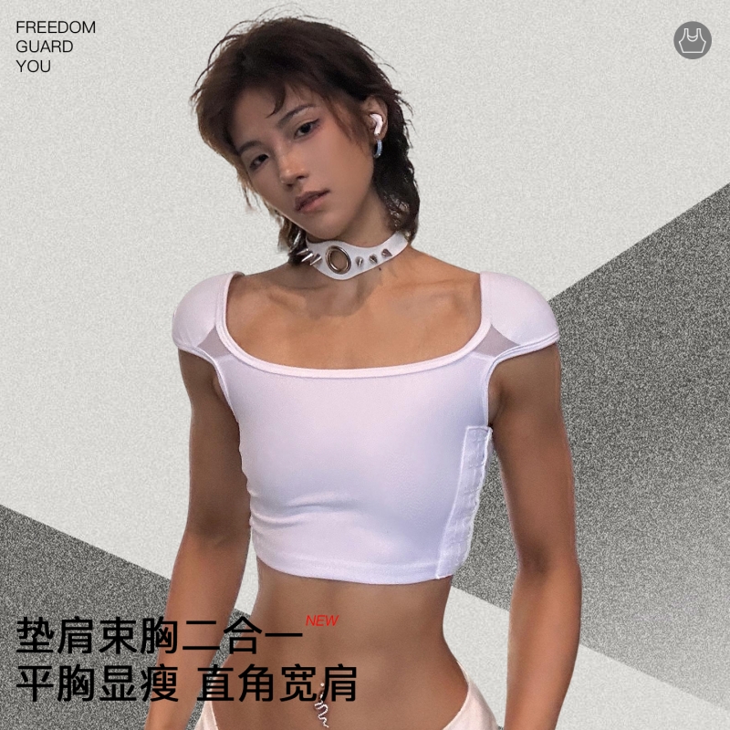 双开门垫肩束胸COS专用宽肩显瘦内衣一体式塑形直角肩二次元背心