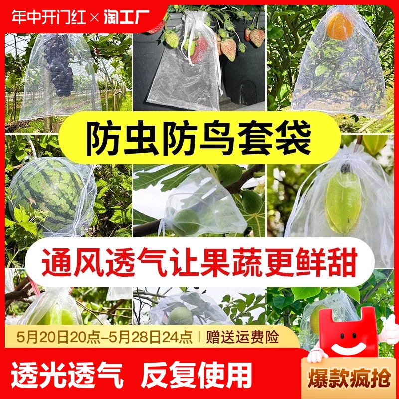 果树防虫网袋防鸟纱网袋保护葡萄袋无花果番石榴草莓套袋桃子套袋