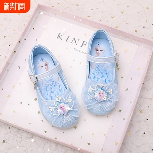 子儿童水晶鞋 小高跟走秀演出皮鞋 2025新款 爱莎公主鞋 春秋季 女童鞋