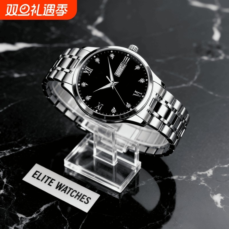 男款手表全自动非机械表钢带商务防水石英腕表高级感男士正品名牌
