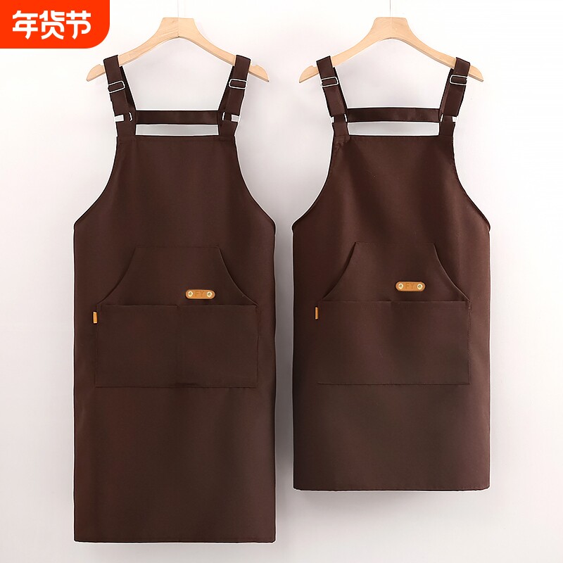 简约套袖背带围裙加大款厨房餐饮专用纯色工作服韩版时尚透气防污