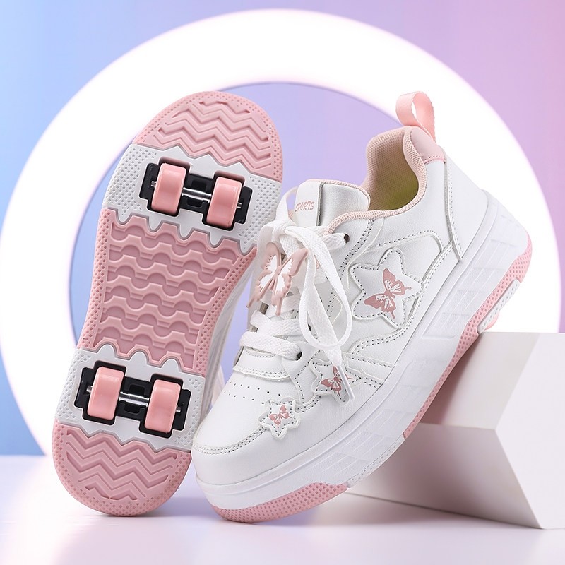 暴走鞋女童冬季儿童四轮溜冰滑轮鞋女孩小学生运动轮滑鞋可收缩