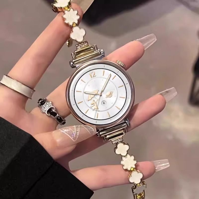 适用适用小米watchs4表链41mm女款四叶草贝母s4小香风金属表带ins