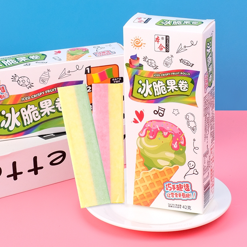 冻冰箱进口平替本合冰脆果卷手工diy脆皮软糖冰淇淋雪糕零食有趣