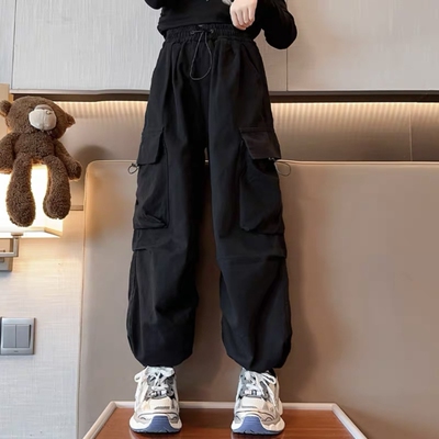 女童秋冬加绒休闲工装裤