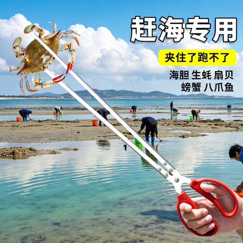 赶海夹子黄鳝专用龙虾夹泥鳅螃蟹钳子工具神器火钳垃圾夹不锈钢