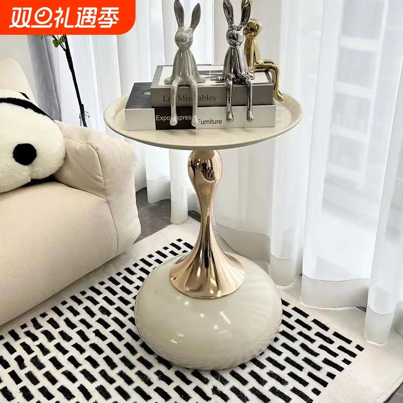 小蛮腰边几网红同款意式极简摆件轻奢圆盘沙发客厅小茶几创意角几