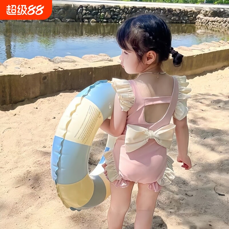女童泳衣儿童速干2024新款连体网红女孩衣服荷叶边公主风洋气泳装
