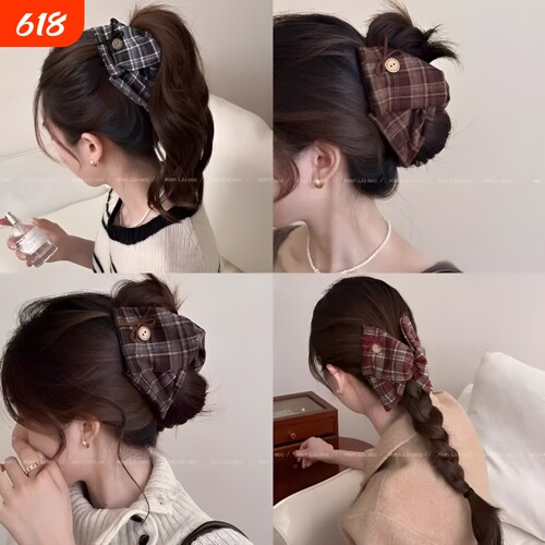 韩系ins三角抓夹女2026新款大号发夹后脑勺鲨鱼夹红色格纹黑色