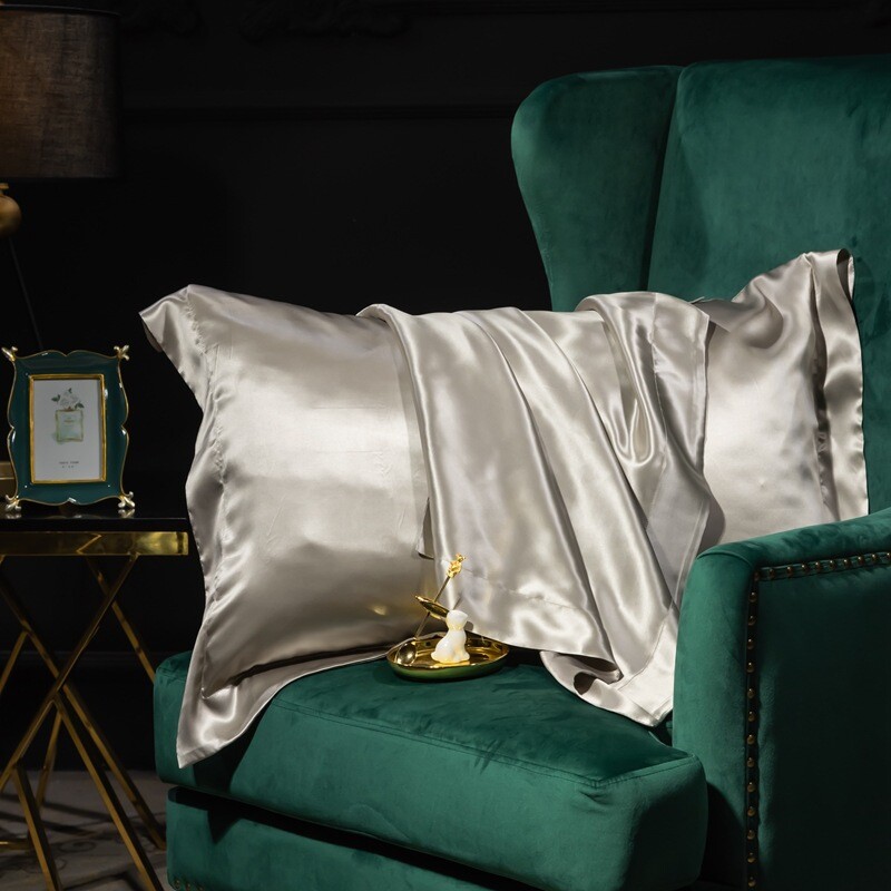 纯色双面真丝美容枕套桑蚕丝冰丝宽边枕头单人丝绸枕头套厂家批发