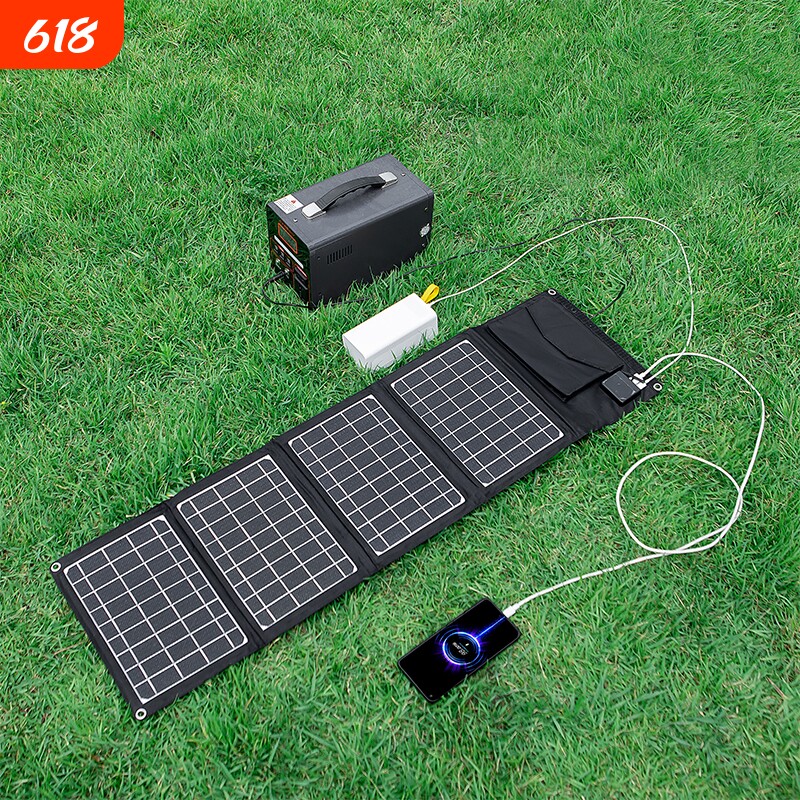 太阳能充电板光伏便携5V12v18V快充电宝手机户外折叠移动电源发电