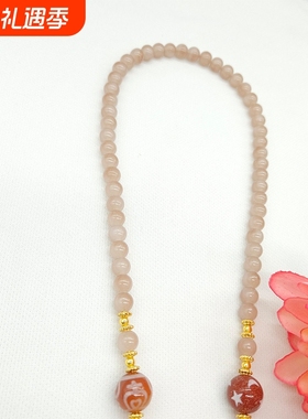 新款藏风香槟琉璃珠搭配天珠唐卡可调节珠链项链挂绳直播货源批发