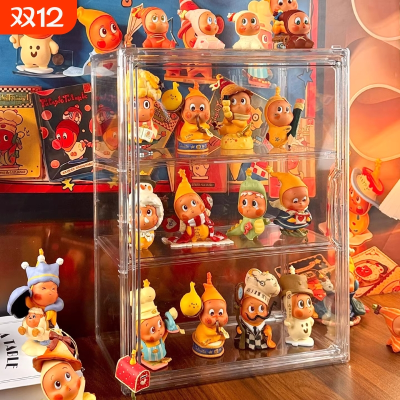 适用PPMT星星人盲盒收纳盒展示架人亚克力透明防尘展示柜手办积木
