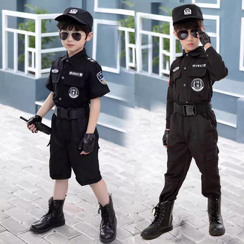 六一儿童小特警衣服夏季警官服男宝宝制服套装生日礼物合唱表演服