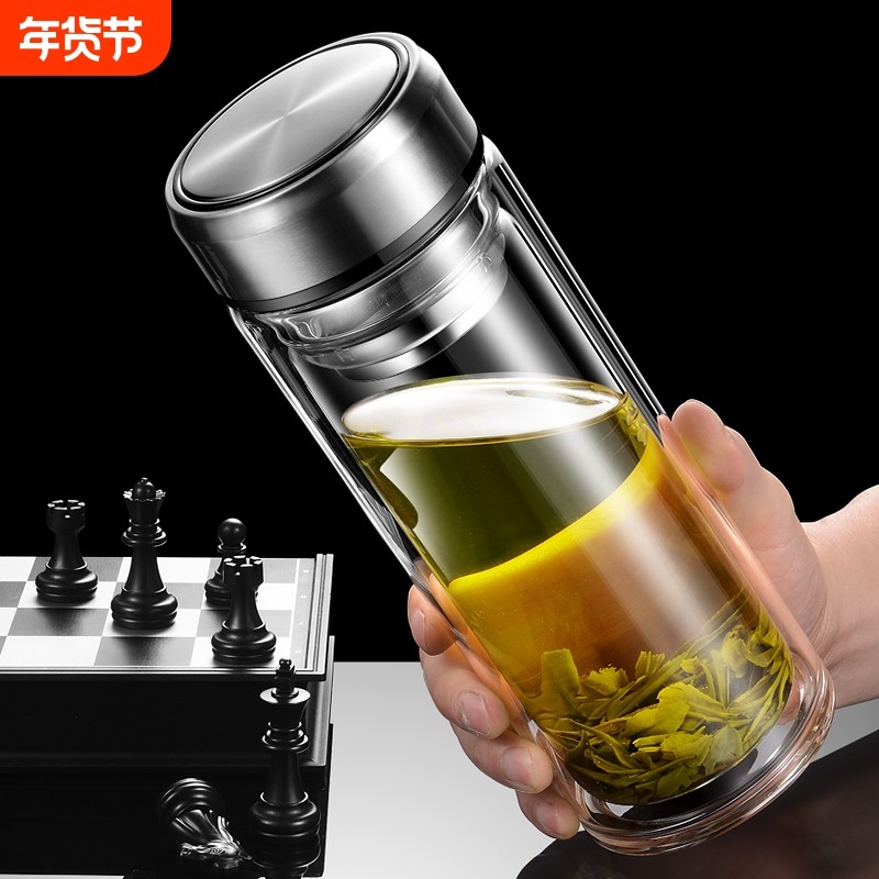 茶杯玻璃杯男士双层水杯鹅蛋防爆隔热杯子大容量加厚车载高档,餐饮具,玻璃杯,淘宝优惠券,粉丝福利购,淘宝优惠卷