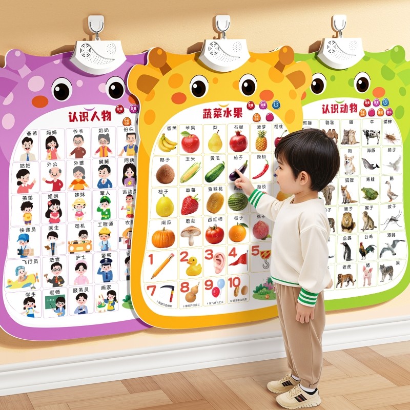 宝宝有声早教挂图婴幼儿童认知学说话发声益智玩具识字点读书墙贴