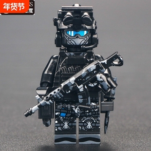 兼容乐高中国威龙特警积木人仔帅气军事特种兵士兵武器玩具可动