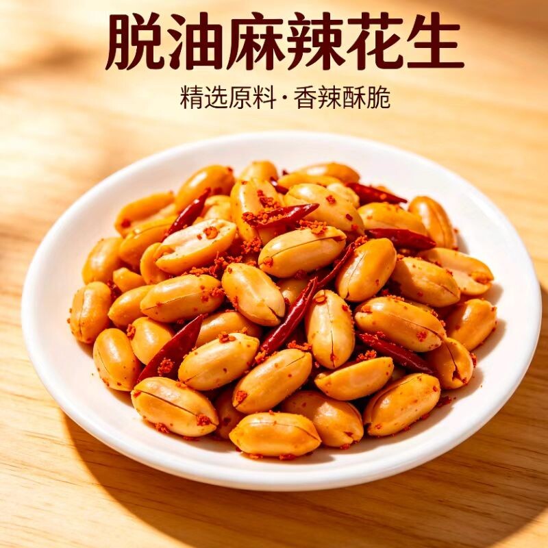 花生脱油花生米炒货熟食休闲下酒菜小吃零食食品油炸袋装麻辣香辣