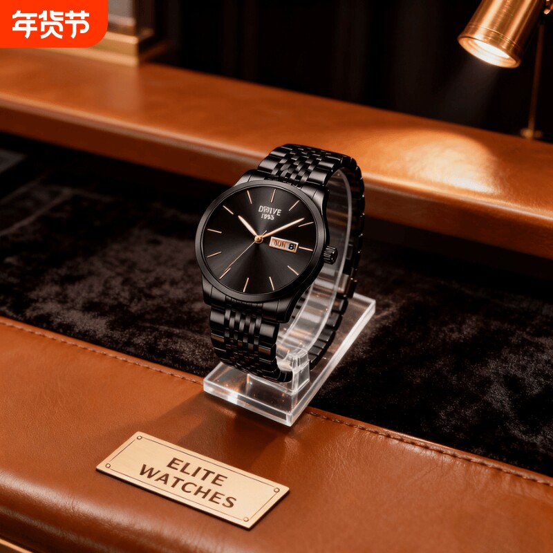 全自动男表手表男款机械风全自动防水数字双日历防水腕表男高级感