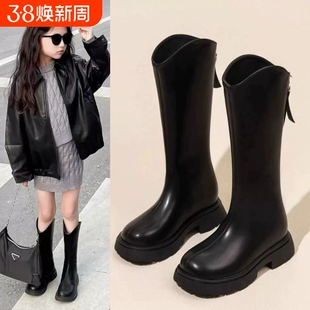女童靴子儿童马丁长筒长靴2025新款秋冬季宝宝小公主女孩高筒皮靴